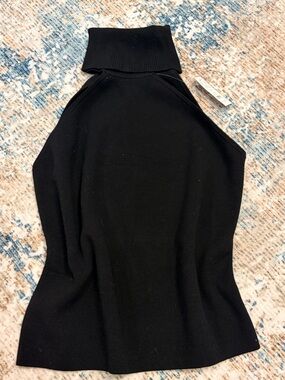White House Black Market Black Sleeveless Turtleneck NEW